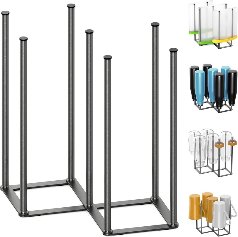KORRTFID Foldable Bottle Drying Rack, Baby Bottle Drying Rack, Collapsible Cup Draining Holder, Retractable Reusable Storage Bag Dryer with Non-Slip Bottom - Stainless Steels (Starlight Gray) - Image 1